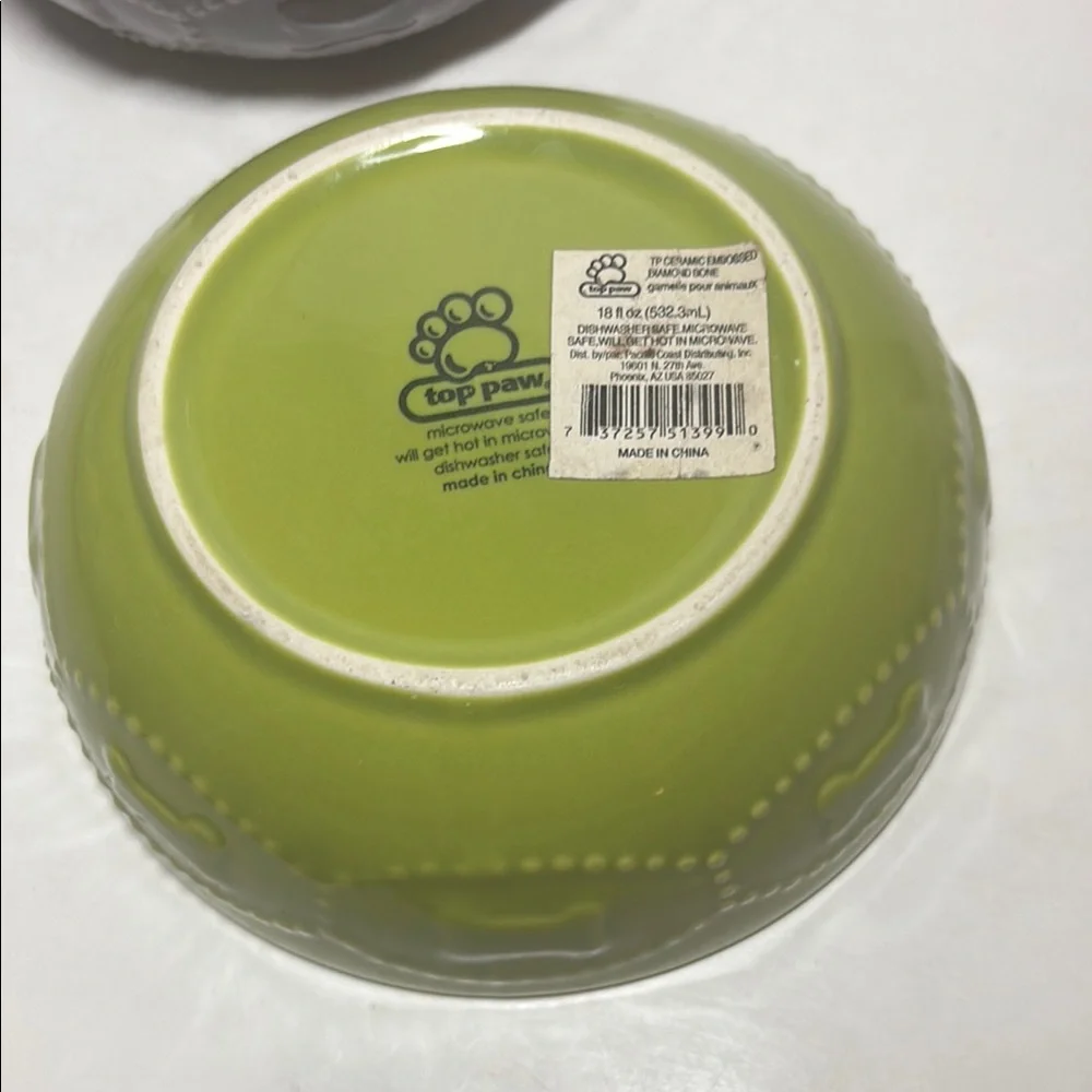 Top Paw Set of Two Ceramic Bowls